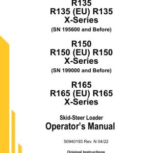 Gehl R135 R150 R165 Operators Manual 50940193N