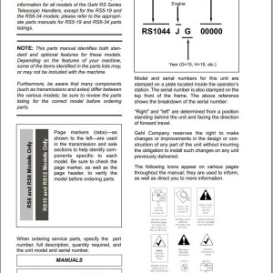 Gehl RS6 RS8 RS10 RS12 Parts Manual 50960015_2024