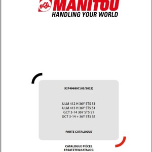 Manitou ULM 412 415 H 36Y ST5 S1 GCT 3-14 3-14+ 36Y ST5 S1 Parts Catalog 52749680C