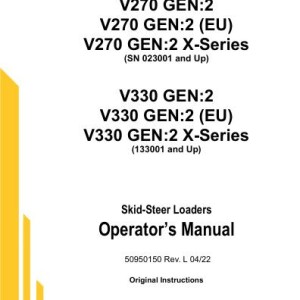 Gehl V270 GEN2 V330 GEN2 Operators Manual 50950150L
