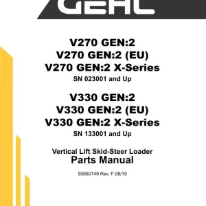 Gehl V270 GEN2 V330 GEN2 Parts Manual 50950149F