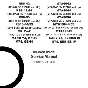 Gehl RS Series GEN3 RS Series Mark 74 MTA Series III MTA Series Easy 74 Service Manual and Diagram 50960181B