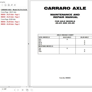 Carraro 26.25 26.28 Axle Maintenance and Repair Manual 908483