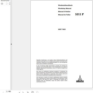 Deutz 1011F Engine Workshop Manual 915097
