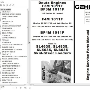 Deutz F3M1011F BF3M1011F F4M1011F BF4M1011F Engine Parts Manual 917115C