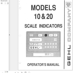 GEHL Model 10 And 20 Operators Manual 904599A