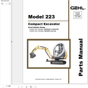 GEHL 223 Parts Manual 918036D