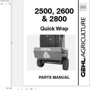 GEHL 2500 2600 2800 Parts Manual 909799B