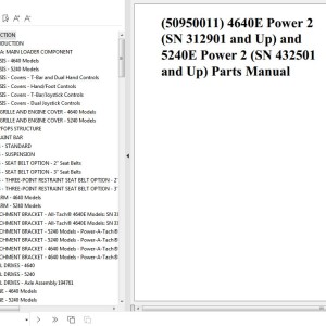 GEHL 4640E Power2 5240E Power2 Parts Manual 50950011