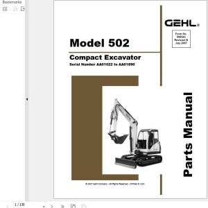 GEHL 502 Parts Manual 908542B