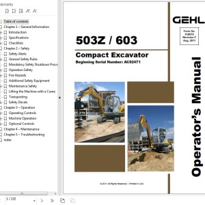 GEHL 503Z 603 Operators Manual 918070F