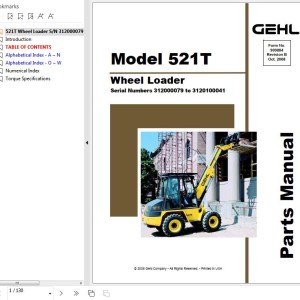 GEHL 521T Parts Manual 909884B