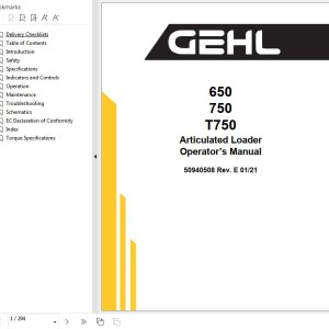 GEHL 650 750 T750 Operator's Manual 50940508E