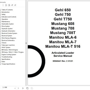 GEHL 650 750 T750 Service Manual 50940441C