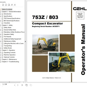 GEHL 753Z 803 Operators Manual 918074D