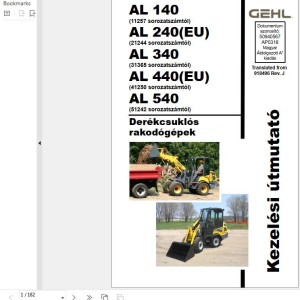 GEHL AL140 AL240 AL340 AL440 AL540 Operator's Manual 50940567A