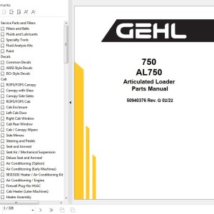 GEHL 750 AL750 Parts Manual 50940376G