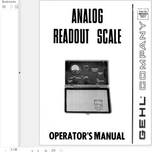 GEHL Analog Readout Scale Operators Manual 902283A