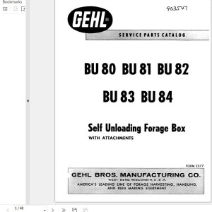GEHL BU80 BU81 BU82 BU83 BU84 Operators Manual 903547A