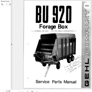GEHL BU920 Service Parts Manual 901938A