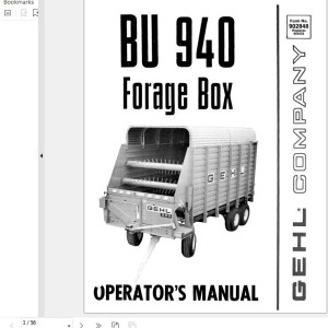 GEHL BU940 Operators Manual 902848B