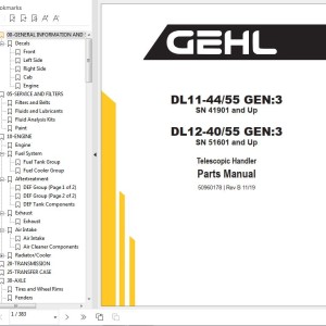 GEHL DL11-44 DL11-55 DL12-40 DL12-55 Gen3 Parts Manual 50960178B