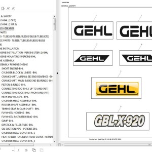 GEHL GBL-X-920 Parts Manual 53112679A