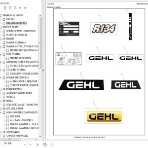 GEHL R134 Parts Manual 50111946B