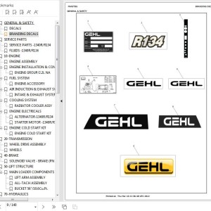GEHL R134 Parts Manual 50111946E