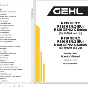 GEHL R135 Gen2 to R150 Gen2 X-Series Operator's Manual 50950503E