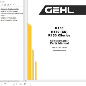 GEHL R150 R150EU R150 X-Series Parts Manual 50940341E