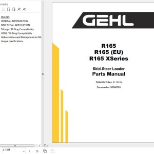 GEHL R165 R165EU R165 X-Series Parts Manual 50940342E
