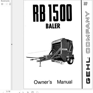 GEHL RB1500 Operators Manual 901645A