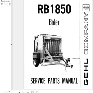 GEHL RB1850 Service Parts Manual 903291A