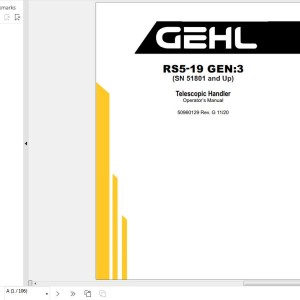 GEHL RS5-19 Gen3 Operator's Manual 50960129G