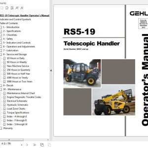 GEHL RS5-19 Operators Manual 50960010B