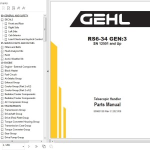 GEHL RS6-34 Gen3 Parts Manual 50960139C