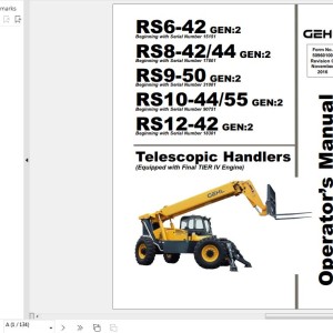 GEHL RS6-42 GEN2 to RS12-42 GEN2 Operators Manual 50960100C