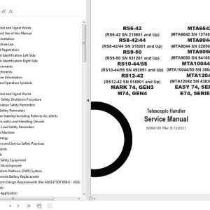 GEHL RS6-42 to EASY 74 Series IV Service Manual 50960181-B