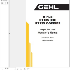 GEHL RT135 RT135 X-Series Operator's Manual 50950466G