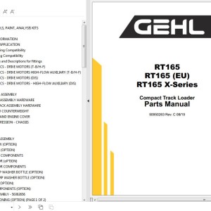 GEHL RT165 RT165 EU RT165 X-Series Parts Manual 50950263C