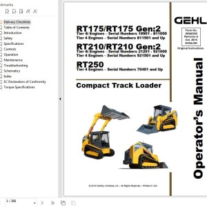 GEHL RT175 to RT250 Operators Manual 50940360A