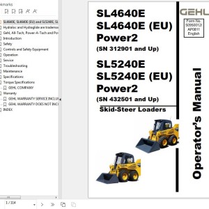 GEHL SL4640E SL4640EEU Power2 SL5240E SL5240EEU Power2 Operators Manual 50950012A
