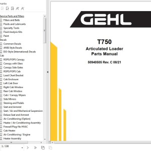 GEHL T750 Parts Manual 50940505C