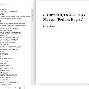 GEHL TX-408 Perkins Engine Parts Manual 53109861D