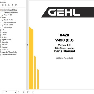 GEHL V420 V420EU Parts Manual 50950232C