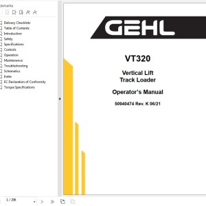 GEHL VT320 Operators Manual 50940610D