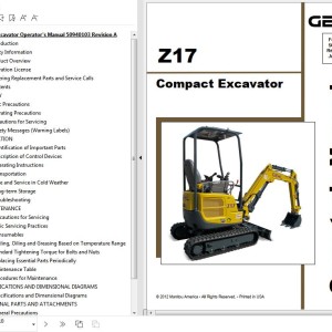 GEHL Z17 Operators Manual 50940103A