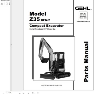 GEHL Z35 Gen2 Parts Manual 50940278B