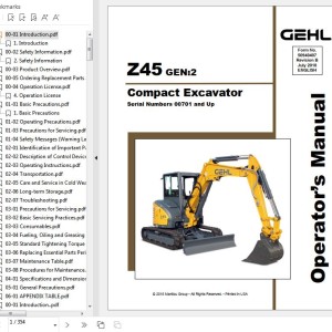 GEHL Z45 Gen2 Operator's Manual 50940407B